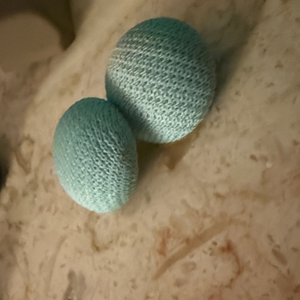 Tailor Vintage Blue Knit Button Earrings